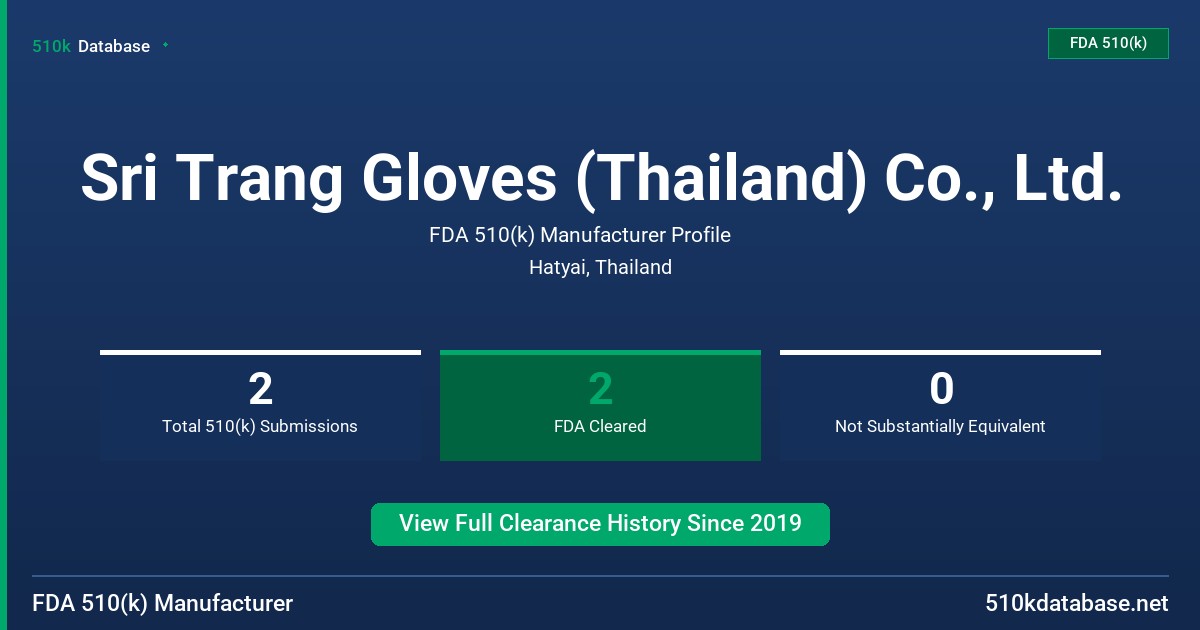 Sri Trang Gloves (Thailand) Co., Ltd. FDA 510(k) Manufacturer Profile