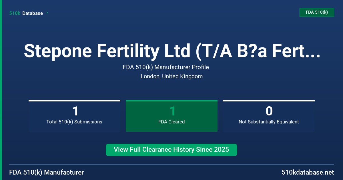 Stepone Fertility Ltd (T/A B?a Fertility) FDA 510(k) Manufacturer Profile