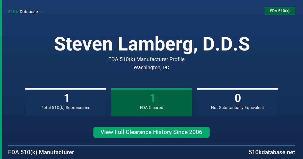 Steven Lamberg, D.D.S FDA 510(k) Manufacturer Profile