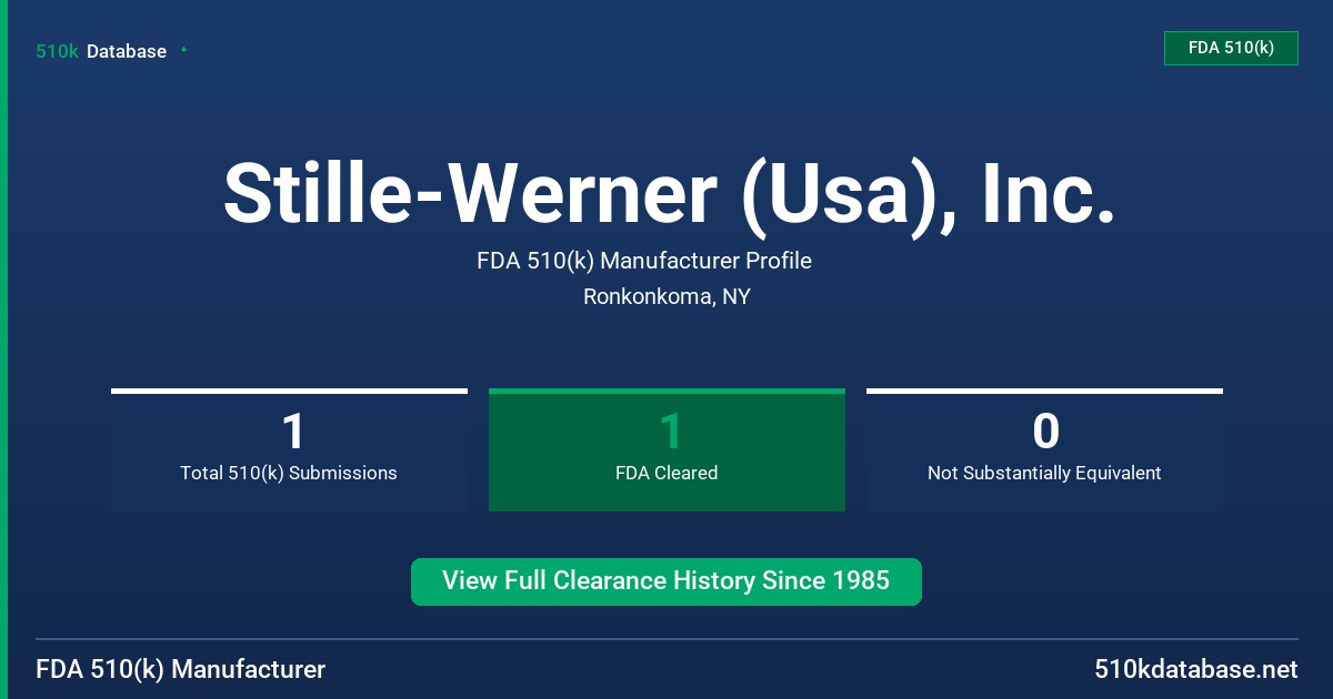 Stille-Werner (Usa), Inc. FDA 510(k) Manufacturer Profile