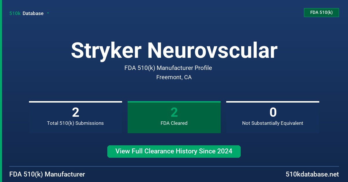 Stryker Neurovscular FDA 510(k) Manufacturer Profile