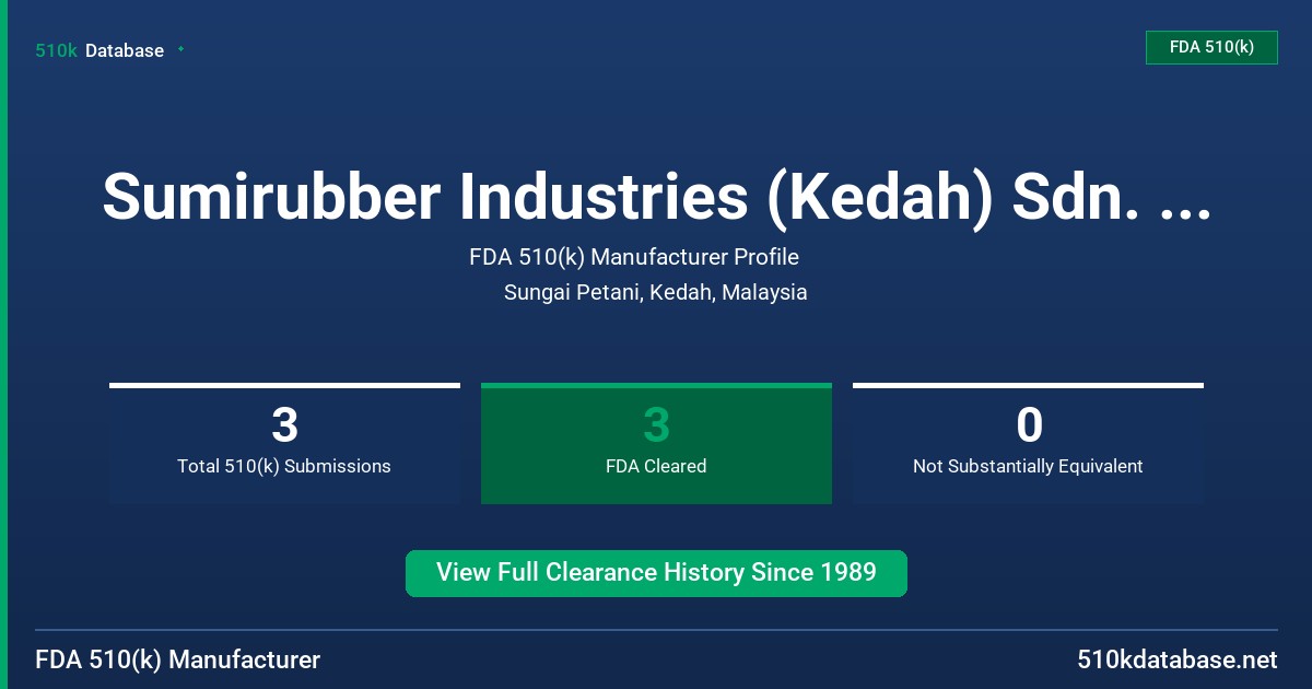 Sumirubber Industries (Kedah) Sdn. Bhd. FDA 510(k) Manufacturer Profile