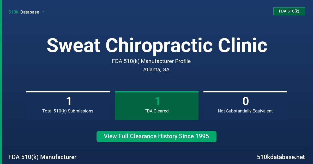 Sweat Chiropractic Clinic FDA 510(k) Manufacturer Profile