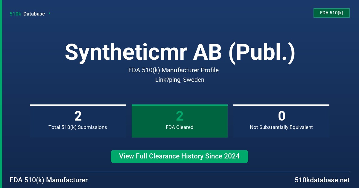 Syntheticmr AB (Publ.) FDA 510(k) Manufacturer Profile