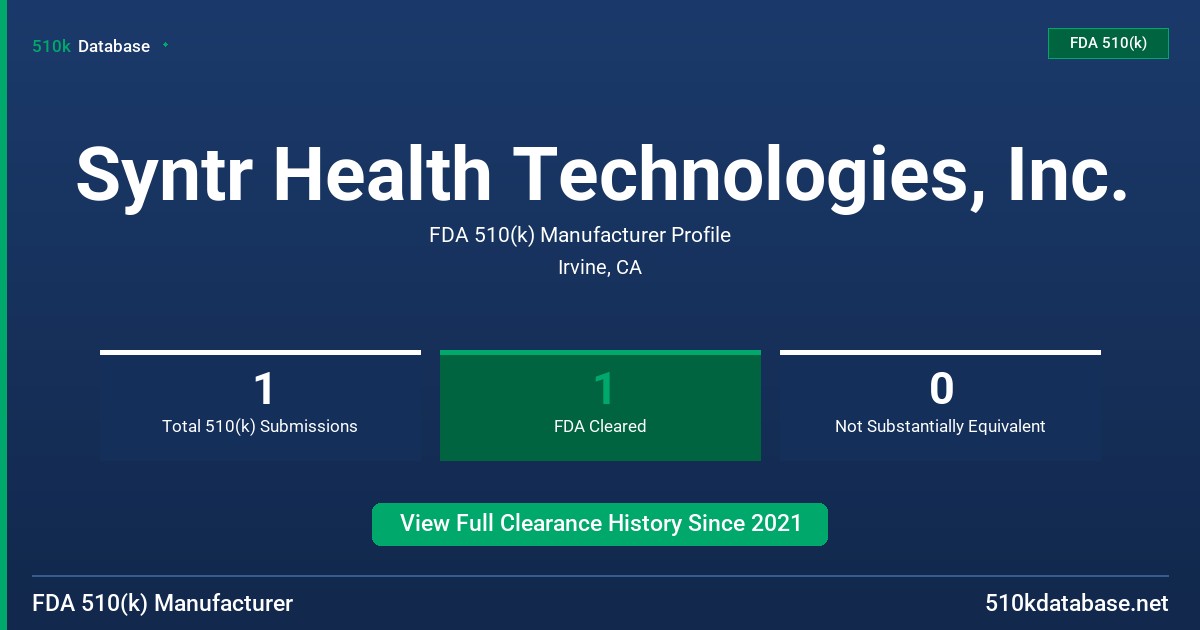 Syntr Health Technologies, Inc. FDA 510(k) Manufacturer Profile