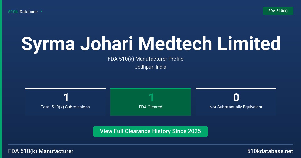 Syrma Johari Medtech Limited FDA 510(k) Manufacturer Profile