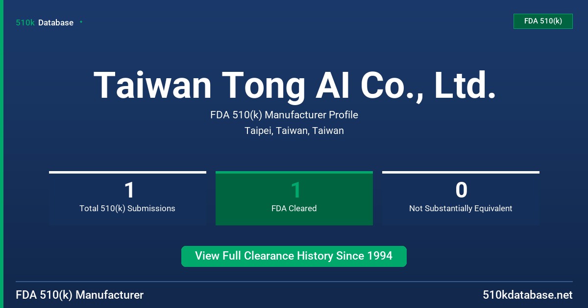 Taiwan Tong AI Co., Ltd. FDA 510(k) Manufacturer Profile