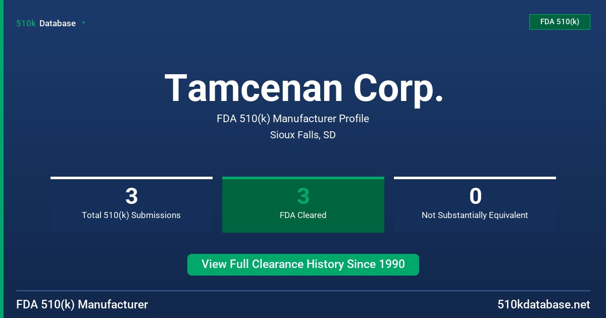 Tamcenan Corp. FDA 510(k) Manufacturer Profile