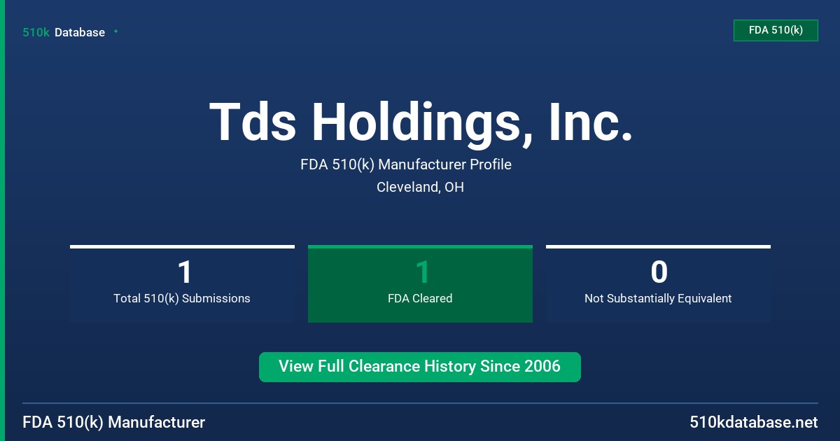 Tds Holdings, Inc. FDA 510(k) Manufacturer Profile