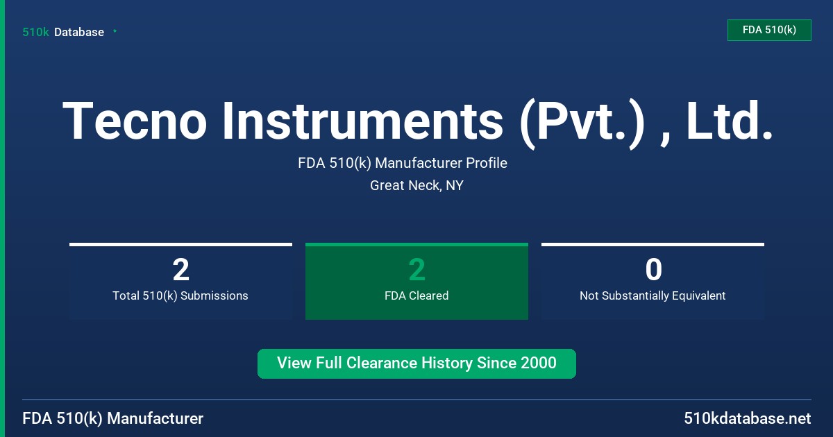 Tecno Instruments (Pvt.) , Ltd. FDA 510(k) Manufacturer Profile