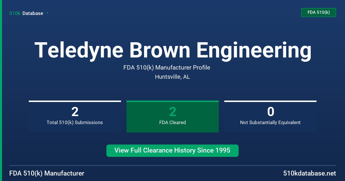 Teledyne Brown Engineering FDA 510(k) Manufacturer Profile