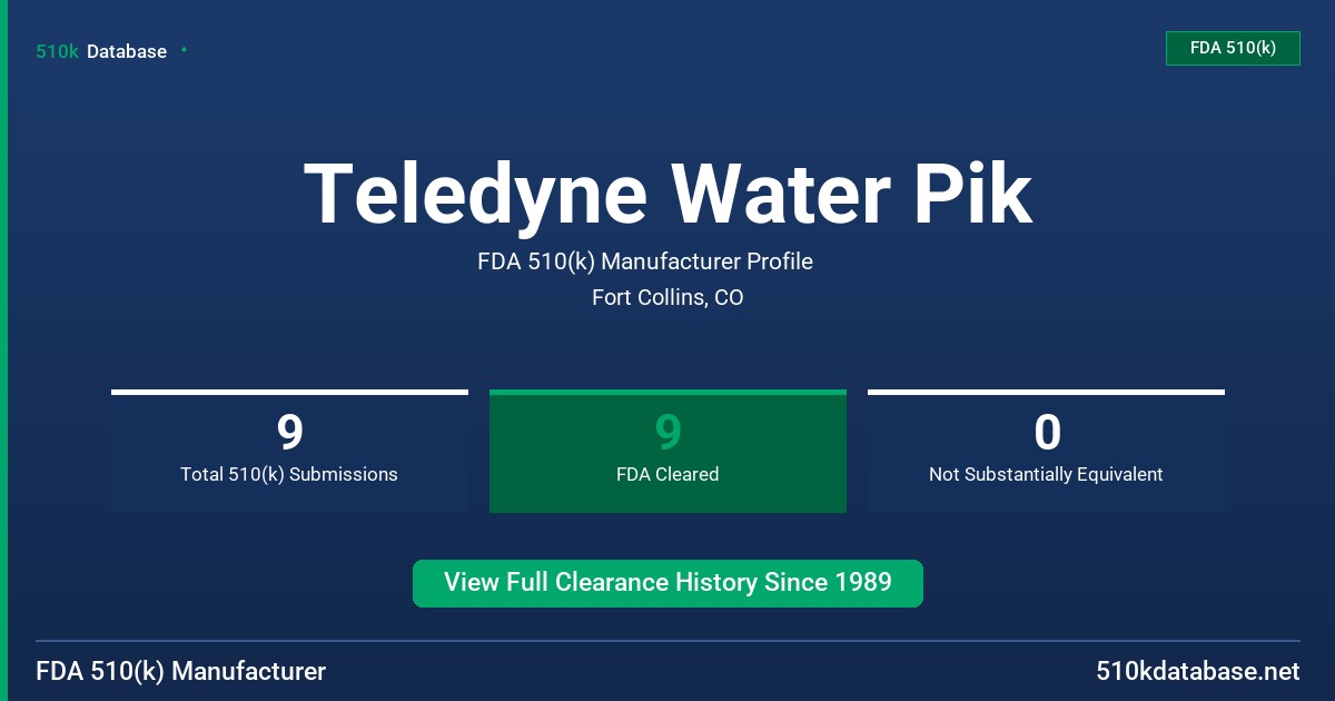 Teledyne Water Pik FDA 510(k) Manufacturer Profile
