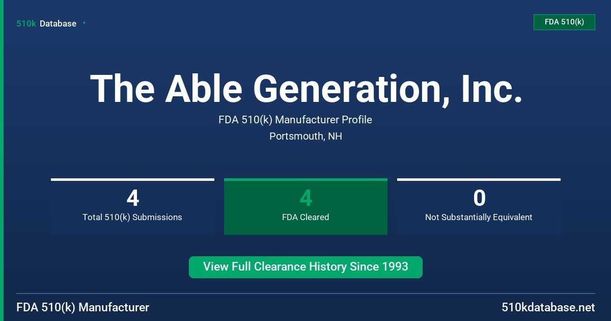 The Able Generation, Inc. FDA 510(k) Manufacturer Profile