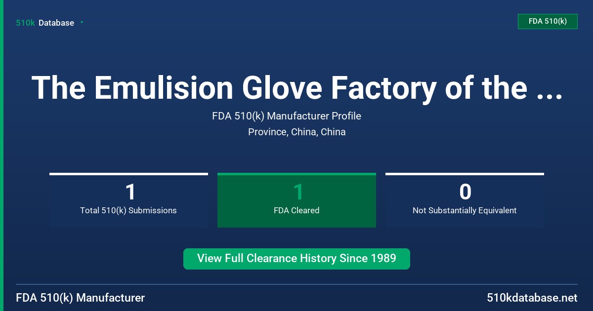 The Emulision Glove Factory of the Thirteenth FDA 510(k) Manufacturer Profile