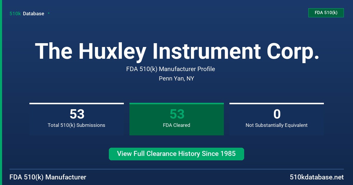 The Huxley Instrument Corp. FDA 510(k) Manufacturer Profile