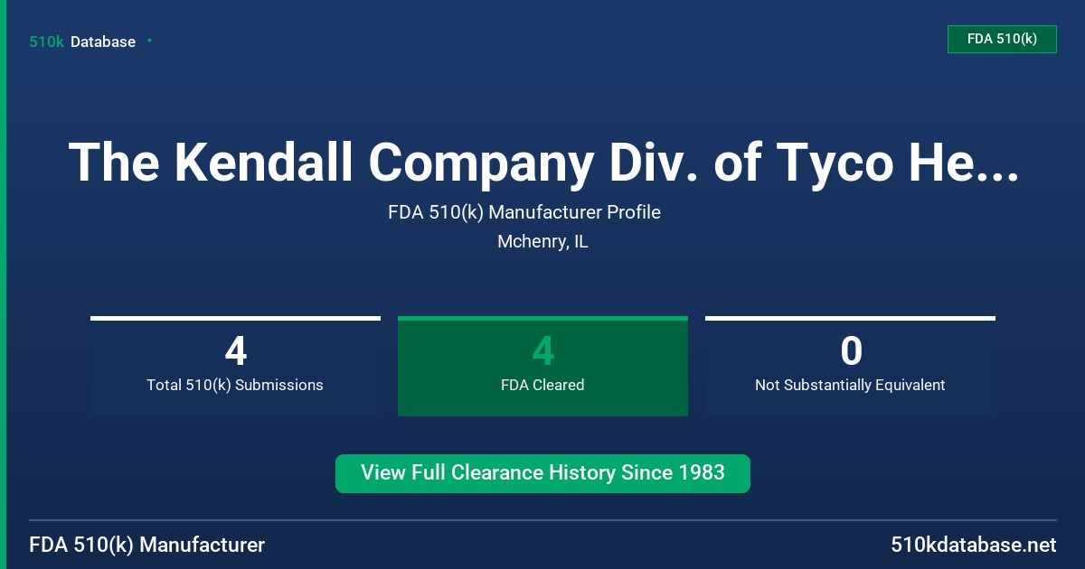 The Kendall Company Div. of Tyco Healthcare Group FDA 510(k) Manufacturer Profile