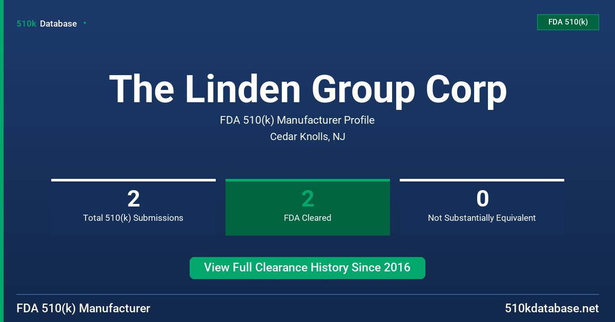 The Linden Group Corp FDA 510(k) Manufacturer Profile