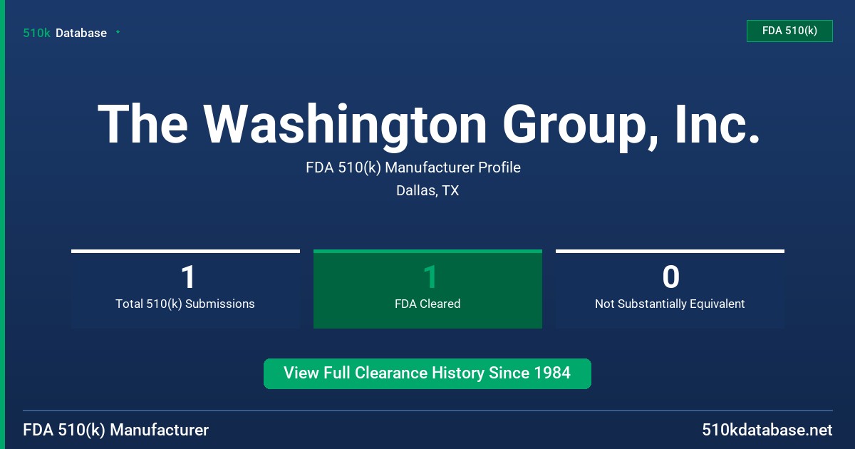 The Washington Group, Inc. FDA 510(k) Manufacturer Profile