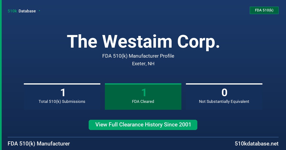The Westaim Corp. FDA 510(k) Manufacturer Profile