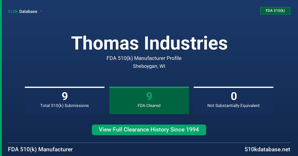 Thomas Industries FDA 510(k) Manufacturer Profile