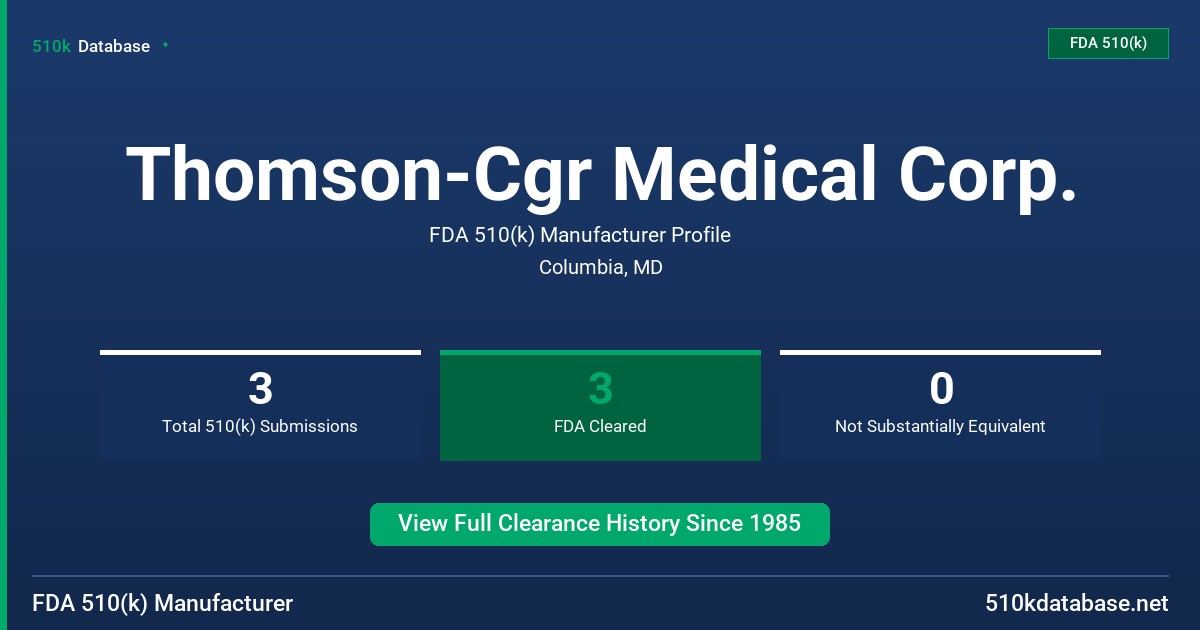 Thomson-Cgr Medical Corp. FDA 510(k) Manufacturer Profile