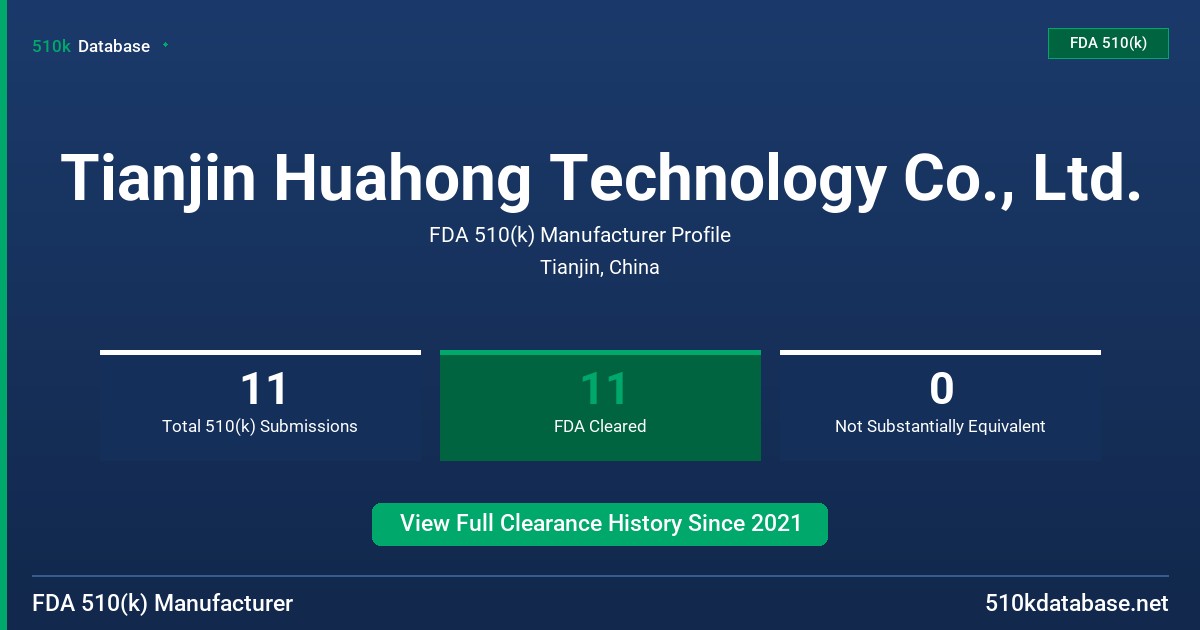 Tianjin Huahong Technology Co., Ltd. FDA 510(k) Manufacturer Profile