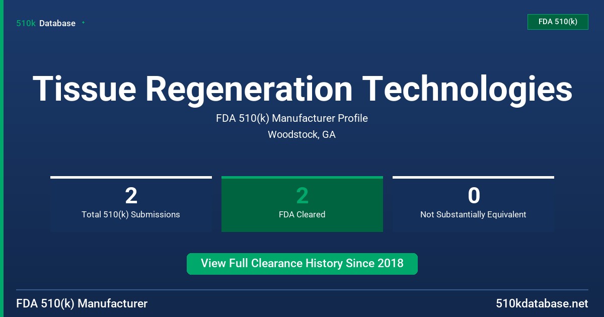 Tissue Regeneration Technologies FDA 510(k) Manufacturer Profile