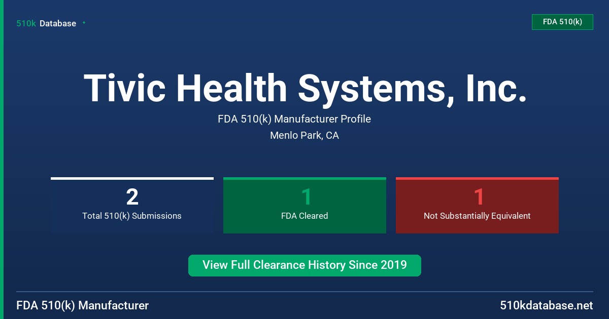 Tivic Health Systems, Inc. FDA 510(k) Manufacturer Profile