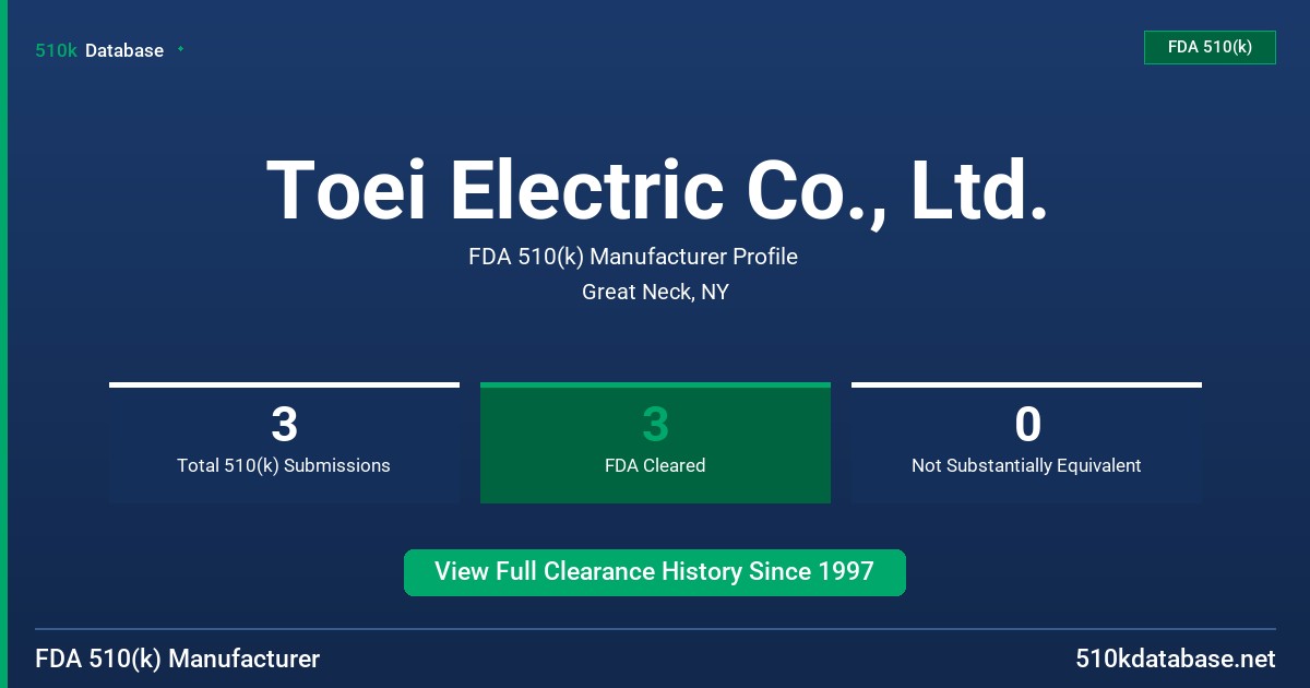 Toei Electric Co., Ltd. FDA 510(k) Manufacturer Profile