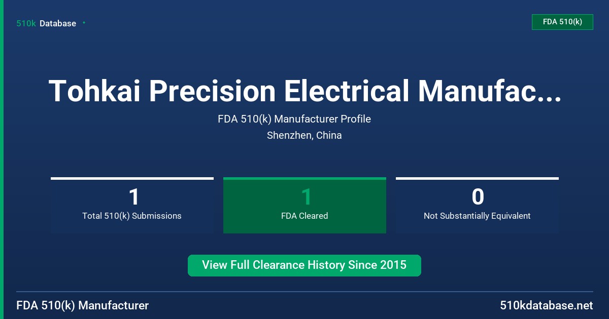Tohkai Precision Electrical Manufactory (Shenzhen) Limited FDA 510(k) Manufacturer Profile