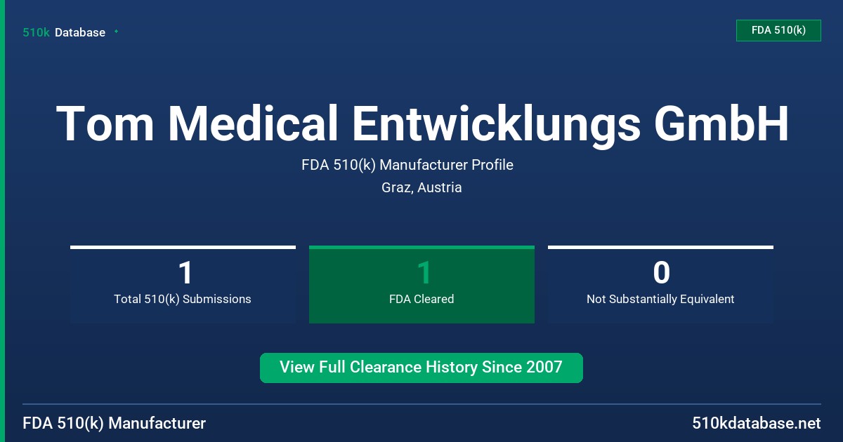 Tom Medical Entwicklungs GmbH FDA 510(k) Manufacturer Profile