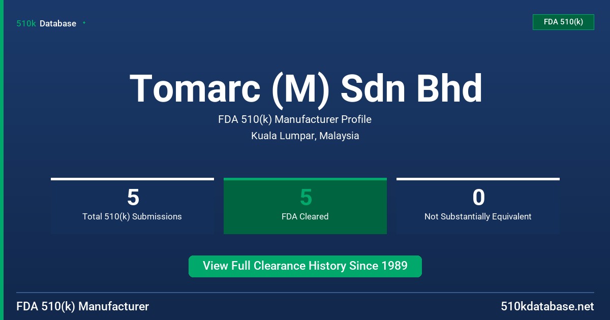 Tomarc (M) Sdn Bhd FDA 510(k) Manufacturer Profile