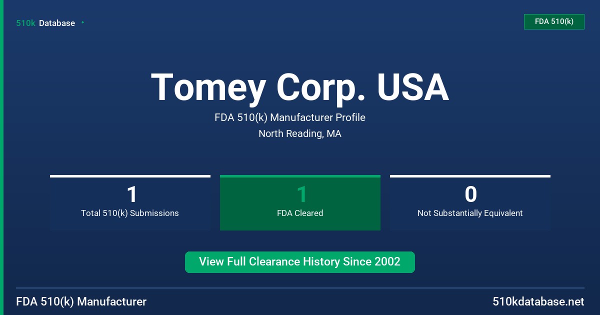 Tomey Corp. USA FDA 510(k) Manufacturer Profile