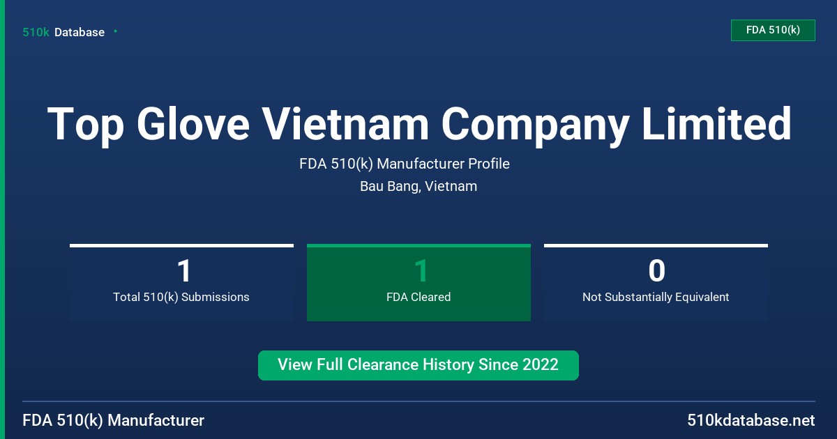 Top Glove Vietnam Company Limited FDA 510(k) Manufacturer Profile