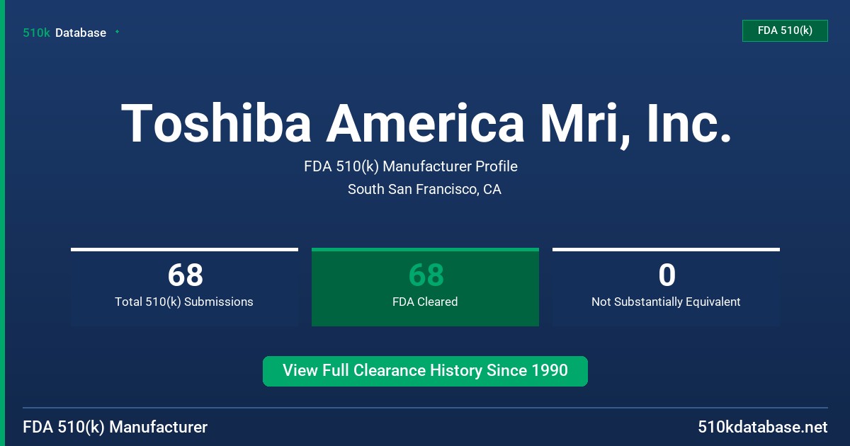 Toshiba America Mri, Inc. FDA 510(k) Manufacturer Profile