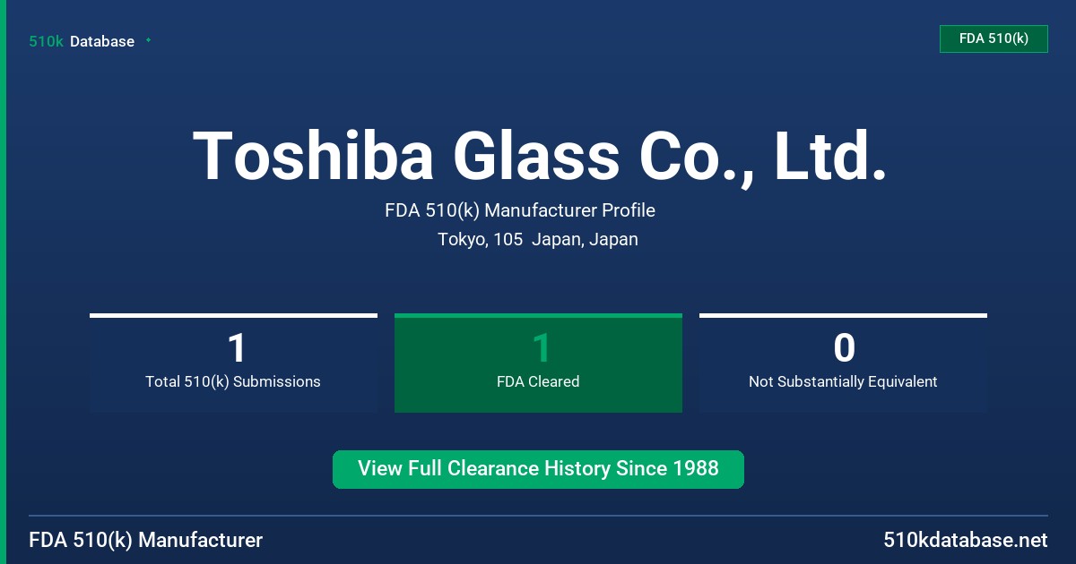 Toshiba Glass Co., Ltd. FDA 510(k) Manufacturer Profile