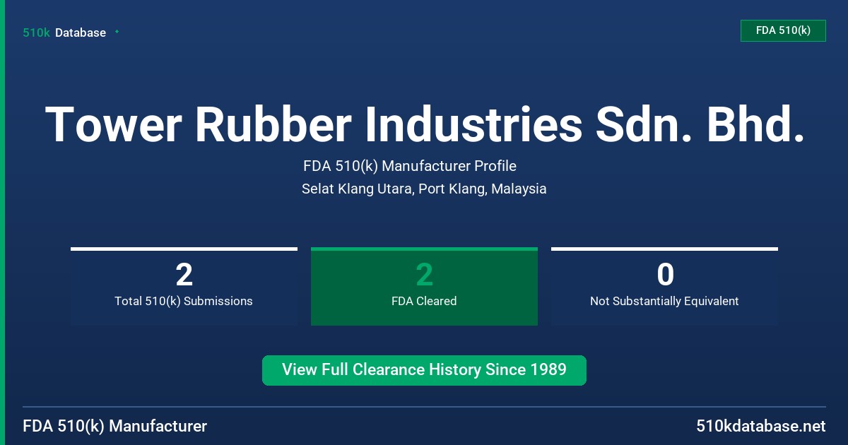 Tower Rubber Industries Sdn. Bhd. FDA 510(k) Manufacturer Profile