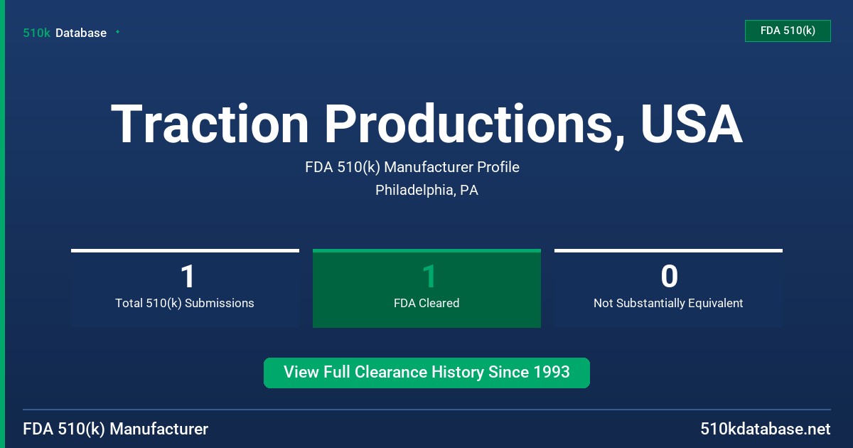 Traction Productions, USA FDA 510(k) Manufacturer Profile