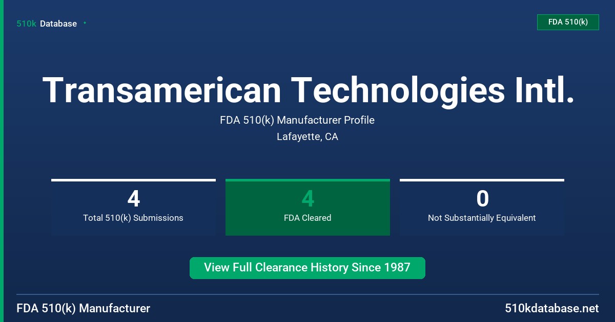 Transamerican Technologies Intl. FDA 510(k) Manufacturer Profile