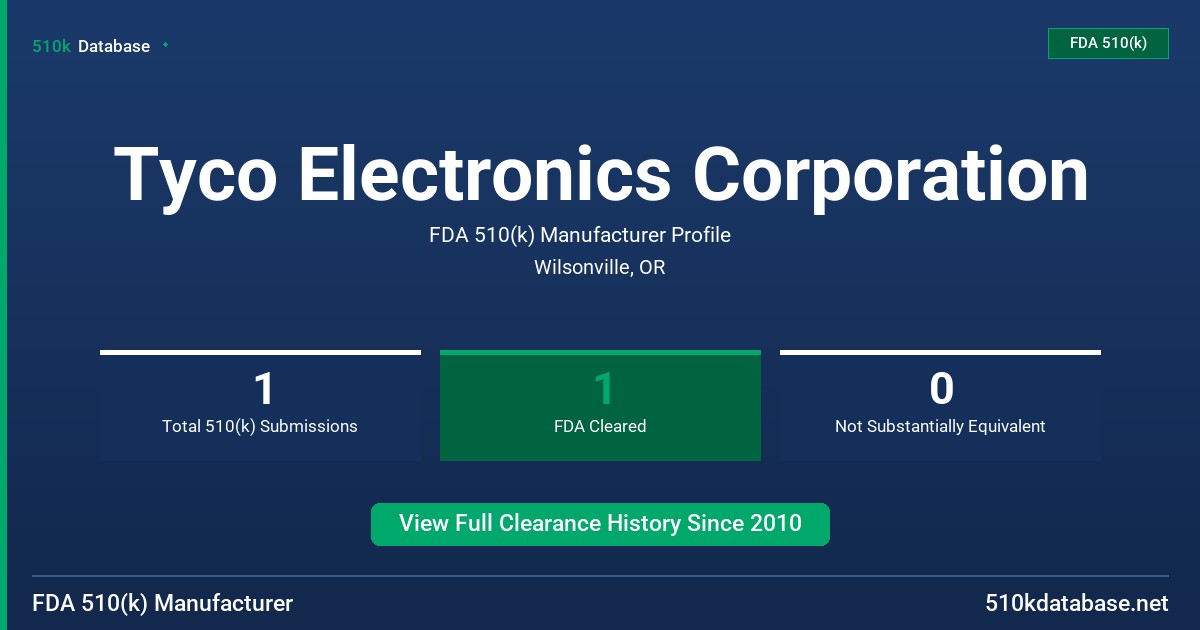 Tyco Electronics Corporation FDA 510(k) Manufacturer Profile