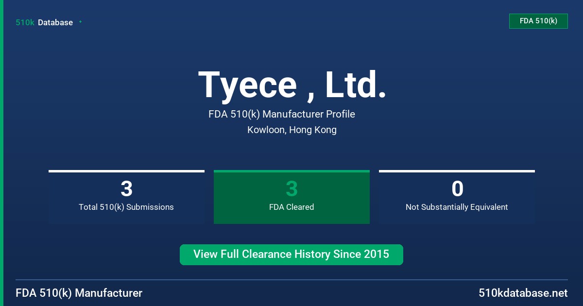 Tyece , Ltd. FDA 510(k) Manufacturer Profile