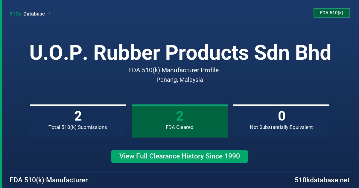 U.O.P. Rubber Products Sdn Bhd FDA 510(k) Manufacturer Profile