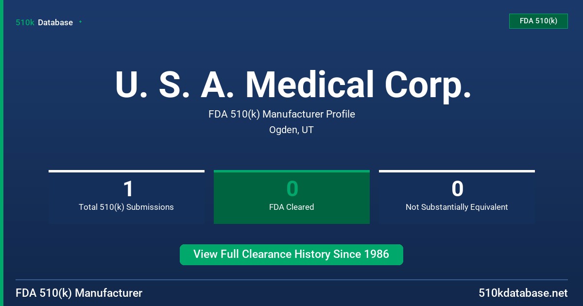 U. S. A. Medical Corp. FDA 510(k) Manufacturer Profile