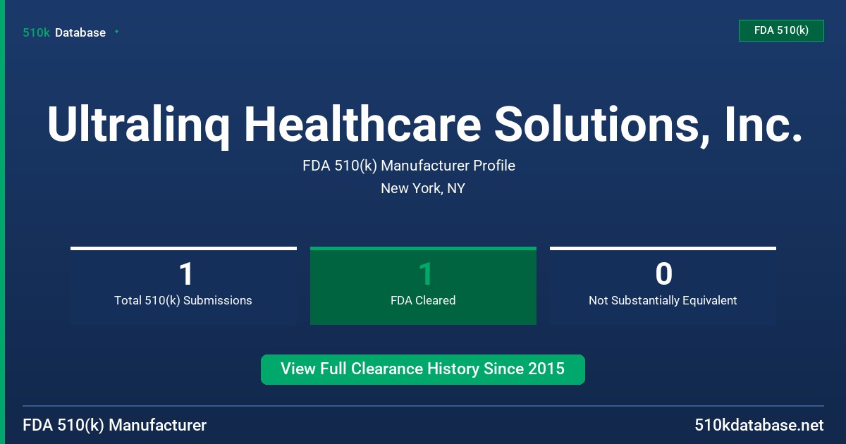 Ultralinq Healthcare Solutions, Inc. FDA 510(k) Manufacturer Profile