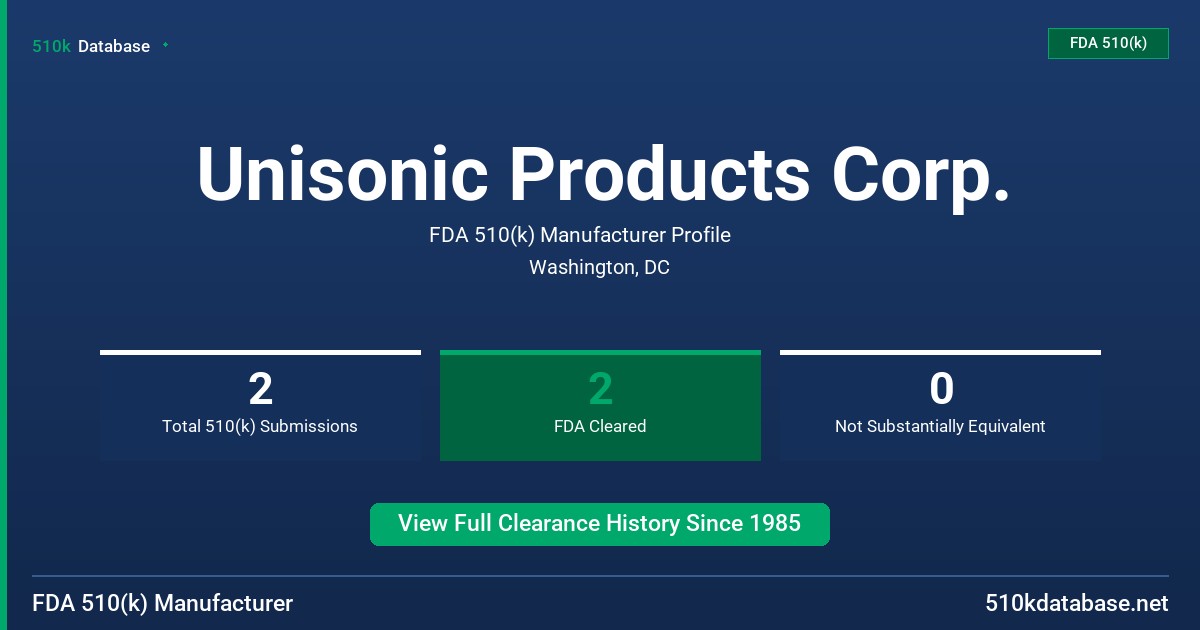 Unisonic Products Corp. FDA 510(k) Manufacturer Profile