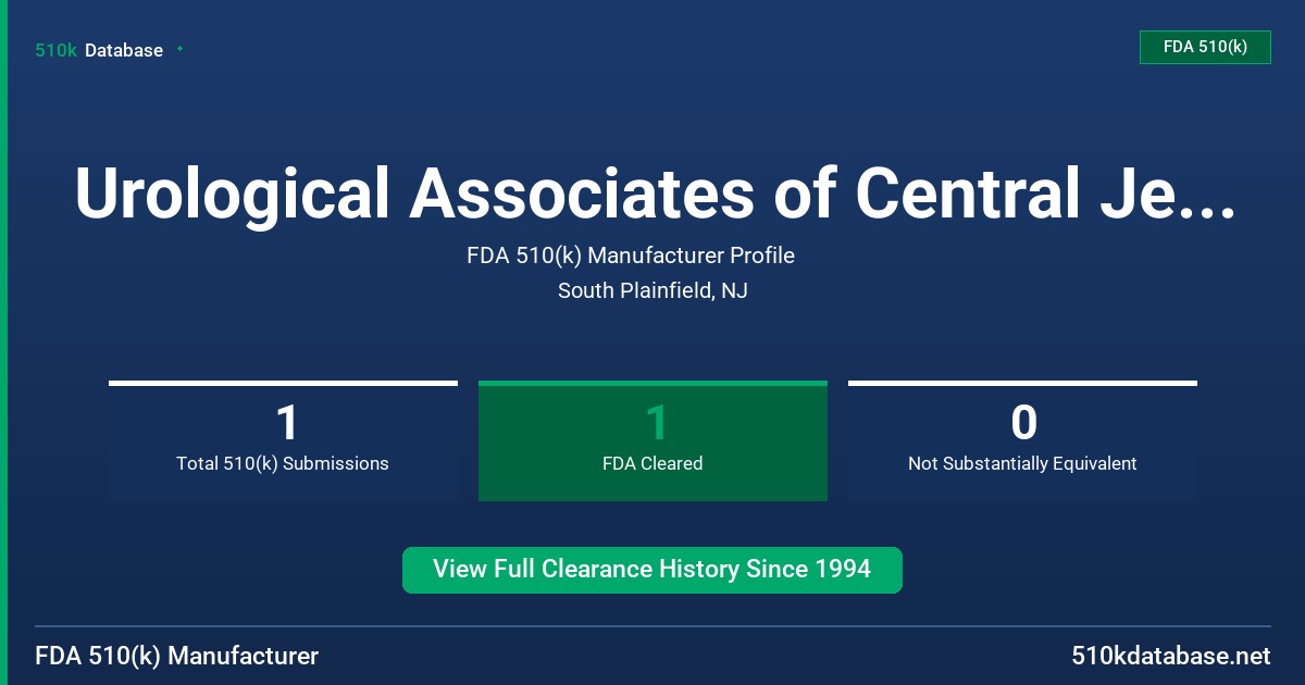 Urological Associates of Central Jersey P.A. FDA 510(k) Manufacturer Profile