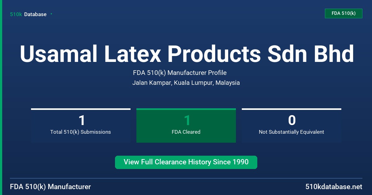 Usamal Latex Products Sdn Bhd FDA 510(k) Manufacturer Profile