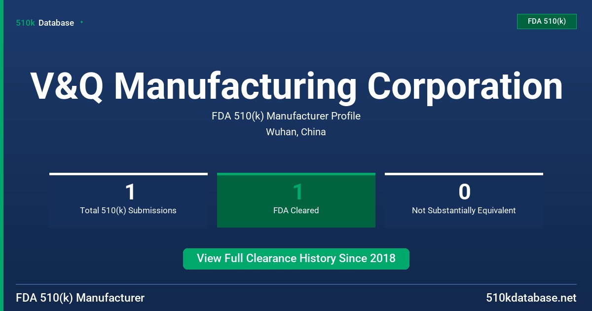V&Q Manufacturing Corporation FDA 510(k) Manufacturer Profile