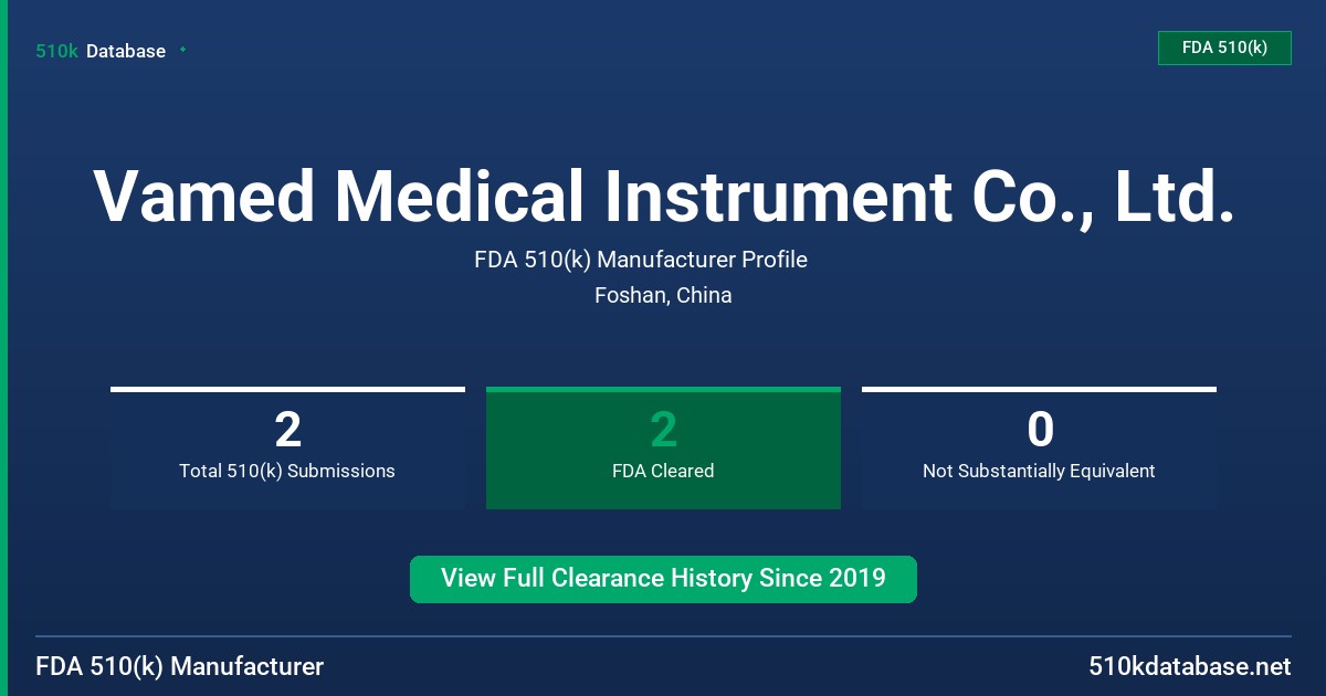 Vamed Medical Instrument Co., Ltd. FDA 510(k) Manufacturer Profile