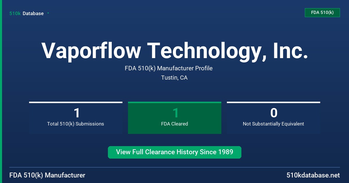 Vaporflow Technology, Inc. FDA 510(k) Manufacturer Profile